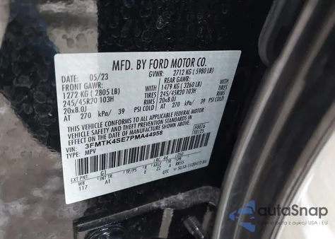 2023 Ford Mustang Mach-E Gt from USA, damaged, VIN 3FMTK4SE7PMA44958